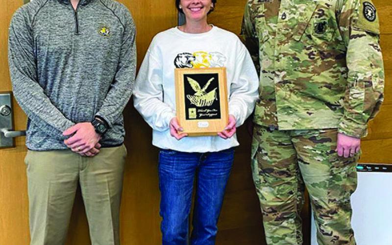 Pictured, left to right, MPHS Principal Craig Bailey, MPHS counselor Mandy Jones and Sergeant First Class Valdez COURTESY PHOTO