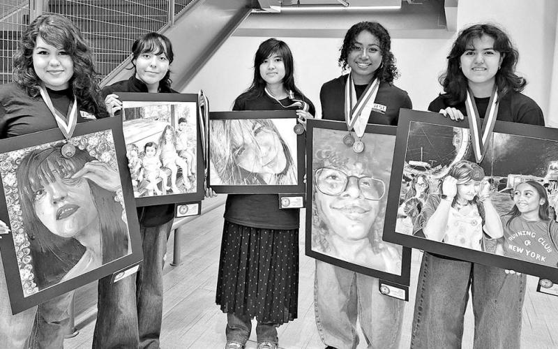 MPHS VASE State Medalists (L to R) Cassandra Saavedra, Jaydy Martinez, Michelle Garrett, Kianna Mickens, Vanessa Aspeitia