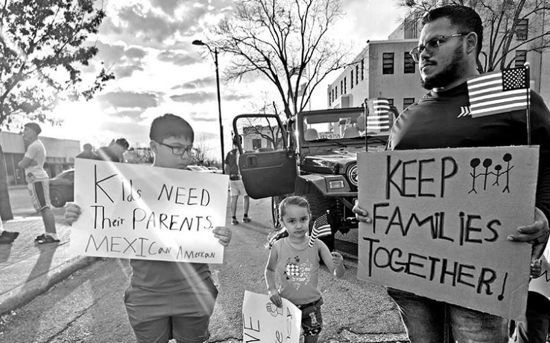 Anti-ICE peaceful protesters gather in downtown Mount Pleasant