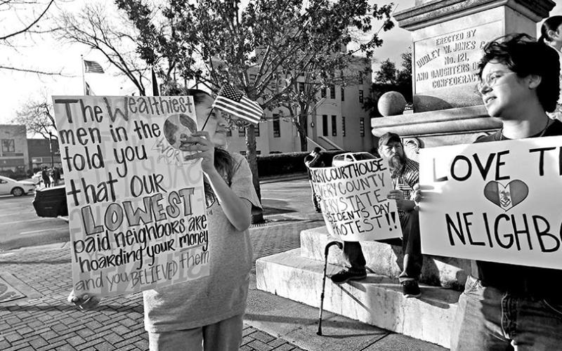 Anti-ICE peaceful protesters gather in downtown Mount Pleasant