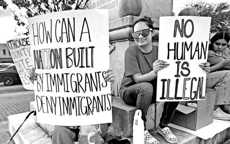 Anti-ICE peaceful protesters gather in downtown Mount Pleasant