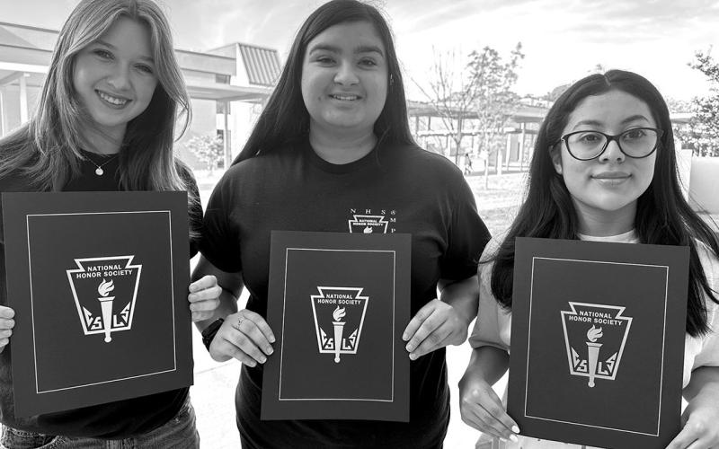 Three Mount Pleasant High School seniors received National Honor Society Scholarships this past week. From left are recipients Natalie Crockett, Perla Guzman and Camila Serrano. COURTESY PHOTO