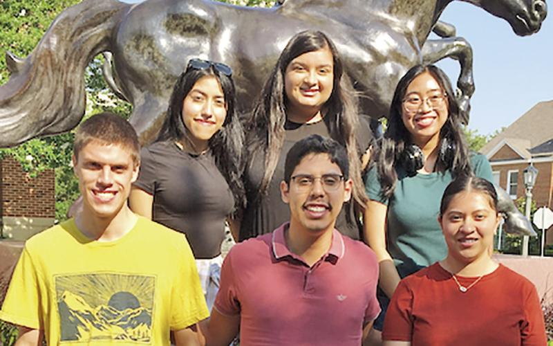 NTCC honor scholars Luke McCraw, Michelle Calderon, Raul Leija, Perla Guzman, Vanessajane Bayna, and Neida Perez recently traveled to SMU for research on the upcoming Honors Northeast/Webb Society film “Traveling Preachers of East Texas.” COURTESY PHOTO