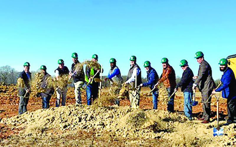 The first shovels of dirt were turned on Wednesday at the site of Local Bounti’s new facility in Mount Pleasant that is expected to bring 200 new jobs to Titus County in the near future. TRIBUNE PHOTO / RYLEIGH STEGALL