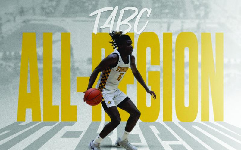 Mount Pleasant High School junior Reggie Webster and sophomore Carter Chism have been selected for the Texas Association of Basketball Coaches UIL 5A All-Region team. COURTESY PHOTO