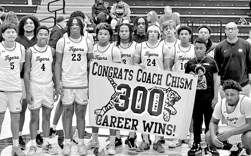 The Tigers honor head coach Joey Chism for 300 career wins.