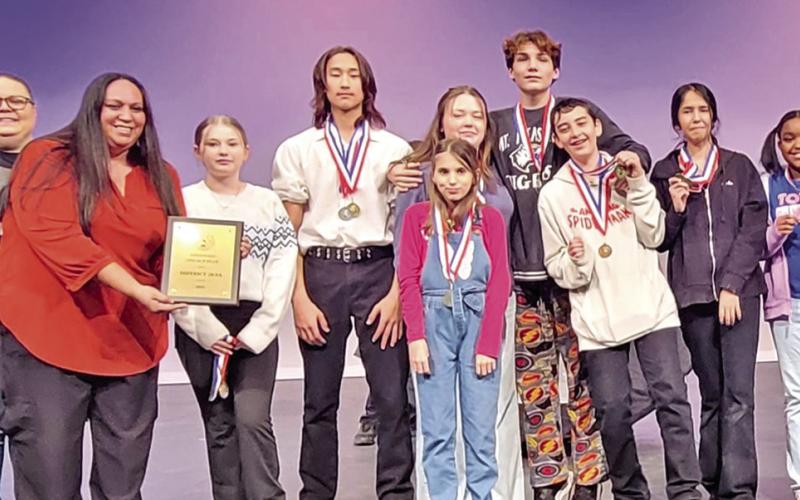 Members of the Mount Pleasant Junior High School cast and crew of The Giver COURTESY PHOTO