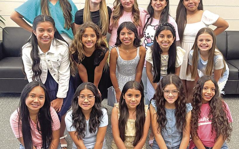 Wallace Middle School held auditions for the Wallace Dance Team on Wednesday, May 22. Pictured are the new members for 2024-2025. Front row (L to R) Anna Sam, Genesis Ortiz, Camila Flores, Bela Meeks, Camila Nava. Middle row (L to R) Jocelyn Martinez, Raleigh Marchan, Mia Dorantes, Eliza Flores, McKenzie Beltran. Back row (L to R) Khloee Castro, Maggie Godfrey, Izzy Parra, Jazenelle Camarillo, Heslie Salazar. Not pictured: Belle Erickstad COURTESY PHOTO