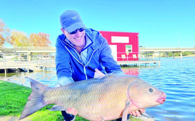 Weston is the owner of 38 current IGFA angling records linked to 14 freshwater species from six different countries. Among them is this 27-pound smallmouth buffalo he caught on two-pound line while fishing at Lake LBJ near Austin in December 2023. Fishing guide Austin Anderson with Carp Pro Texas Guide Service steered him to the catch. (Photo courtesy Art Weston)