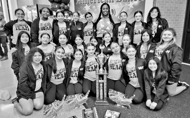 The Wallace Dance Team: Front row (L to R) Chloe Mancera, Khloe Castro, Camila Flores, Izzy Parra, Heslie Salazar, Maggie Godfrey, Kelly Flores. Middle row (L to R) Jaretzy Villeda, Genesis Ortiz, Anna Kham, Mia Dorantes, Eliza Flores, Makenzie Beltran, Belle Erickstad, Janelle Gonzales, Emma Cochran. Back row (L to R) Myrical Hughes, Zariah Ivery, Jocelyn Martinez, Raleigh Marchan, Jazenelle Camarillo, Coach Stefen Harmon, Camila Nava, Bela Meeks, Isabella Alvarez COURTESY PHOTO