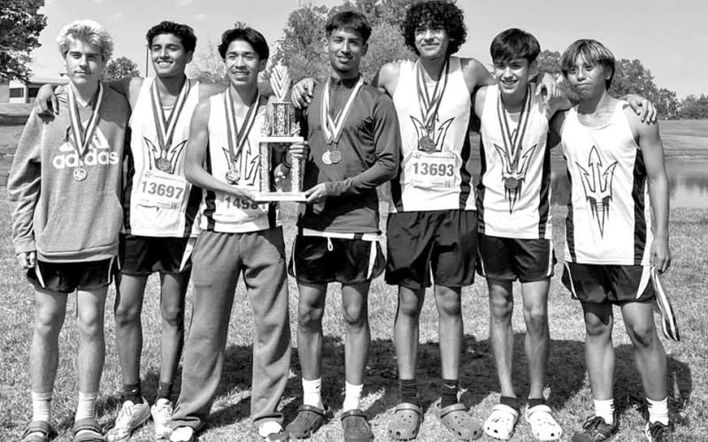 Varsity Boys Team with medals and plaque