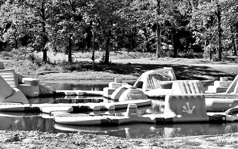 A Wibit waterpark on one of the lakes provides a challenge for all ages during hot weather