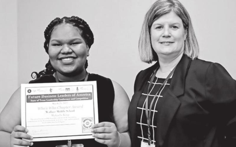 FBLA Middle Level Who’s Who recipient Mykaela King with Advisor Dana Armstrong COURTESY PHOTOS