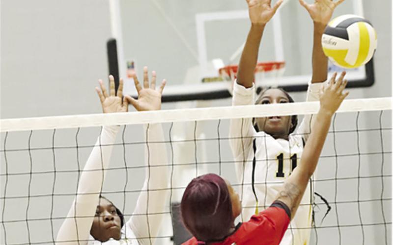 Aziyah Farrier and Autiuana Johnson go up for the block. COURTESY PHOTO / JOHN WHITTEN