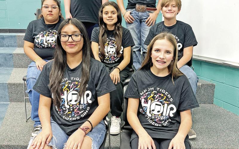 1st row (L to R) Evie Dominguez, Emily Crabb; 2nd row (L to R) Manny Almeida, Esmirna Hernandez, Austin Whisenhunt; 3rd row (L to R) CJ Quinn, Brian Derrick; Not pictured Ella Rosewell COURTESY PHOTO