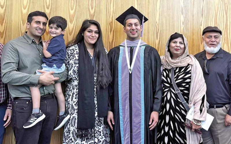 Dr. Husnain Shahid with his family after receiving his FAGD degree COURTESY PHOTO / HUSNAIN SHAHID