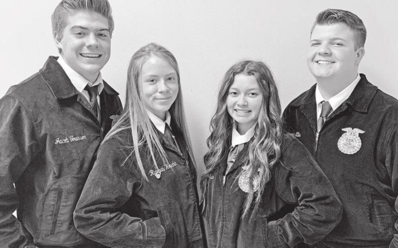 MPHS FFA Public Relations team (L to R): Jacob Townson, Raegan Houchin, Genevieve Rubio, and Lincoln Ellis COURTESY PHOTO