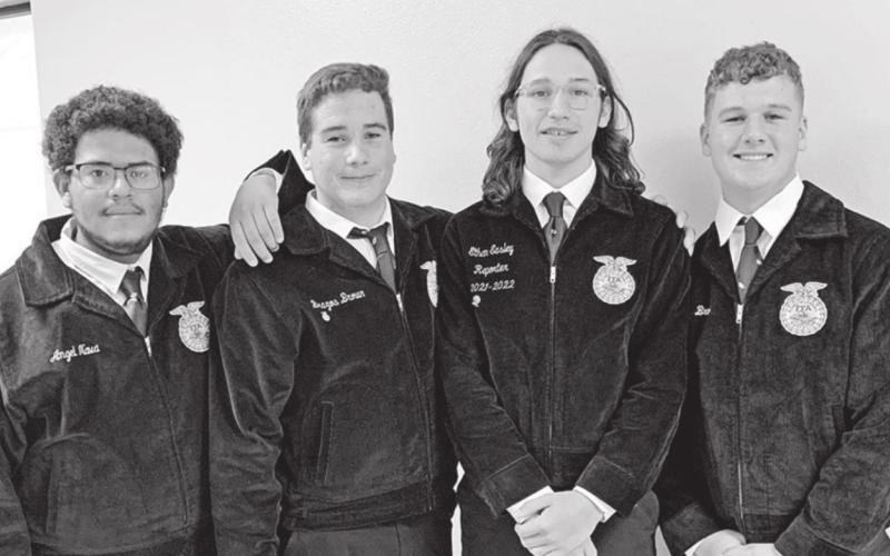 MPHS Agricultural Issues team (L to R): Angel Nava, Brazos Brown, Ethan Easley, and Karson Brown COURTESY PHOTO