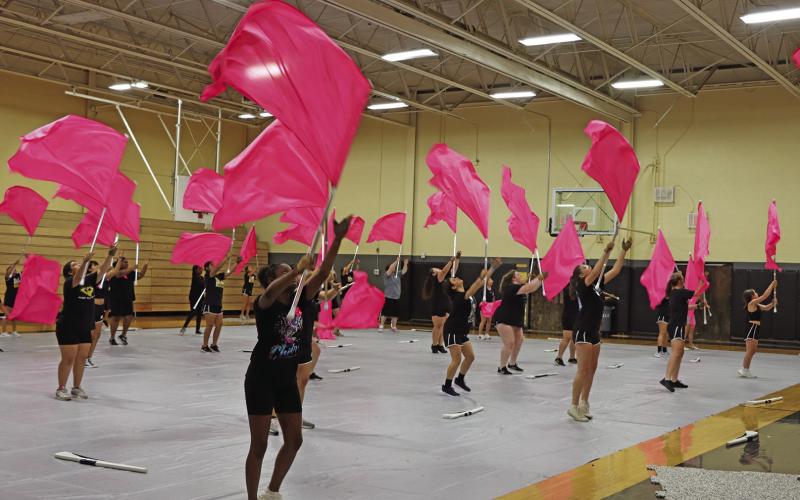 The MPHS Colorguard performs the opening piece