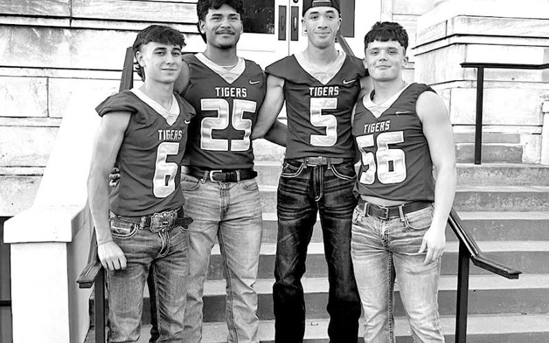 (LtoR) Carsen Summerlin #6, Abraham Ciriaz #25, Jaden Doss #5, Gage Todd #56 Photo by Crystal Summerlin (From the Parade and Community Pep Rally)