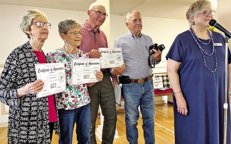 Certificates of Appreciation were given to: Betty Brock, Sue Parker and Sam Parker.