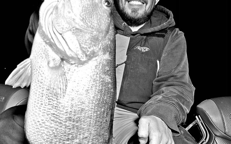 Fishing guides Christian Gladfelter (pictured here) and Brandon Burks say Lake J.B. Thomas continues to crank out armies of big bass to shock the imagination. Gladfelter says his boat has accounted for 20 double-digit bass and more than 250 over eight eight pounds during September alone. Many have been caught at night, including this 11.15 pounder he boated on Sept. 25. (Photo courtesy Christian Gladfelter)