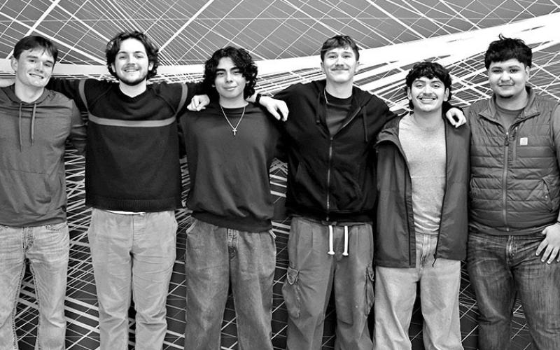 MPHS UIL Film semifinalists (L to R) Jesus Moreno, Tanner Marshall, Samuel Chappell, Frankie Rodriguez, Judson Colley, Christopher Sorto, David Cumpian, and Advisor, Gina Crouch COURTESY PHOTO