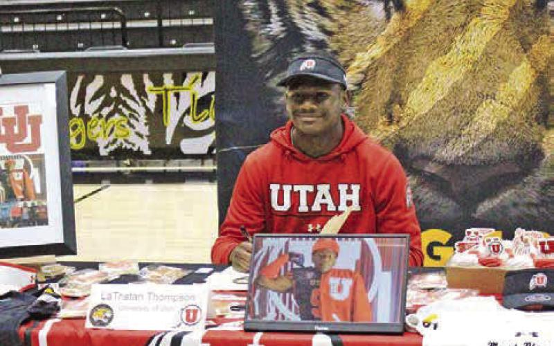 Latristan “Money” Thompson signed his letter of intent to play football at the University of Utah. The Utes will play in the Big XII next season and finished last year 8-5. COURTESY PHOTO