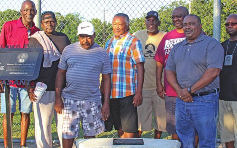 The Master Jam Men’s Softball Team and their families were honored and unveiled a commemorative bench at the Oaklawn ballfield in their honor. Member Tony Evans shared the history of the team and introduced the players and their families during the program.