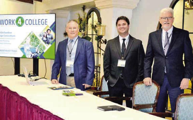 Pictured (from left) is: Dr. Jon McCullough, Mason May, and Dr. Ron Clinton before they presented at the Bellwether Assembly in San Antonio. COURTESY PHOTO
