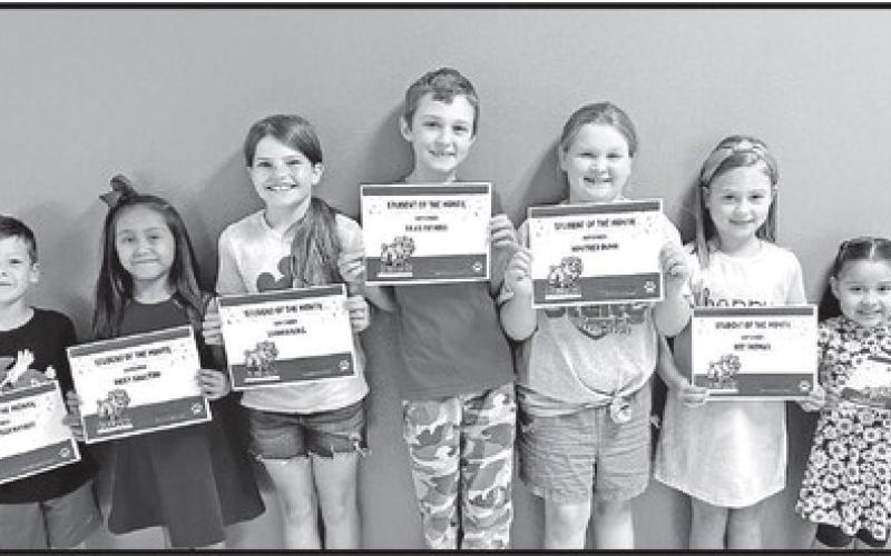 Harts Bluff Elementary is excited to announce our September Students of the Month! These students exemplify strong positive characteristics, leadership skills, and are a great role model for all students. Pictured from left to right: Prekindergartener, Aubree Ramirez, kindergartener- Barrett Biggerstaff, 1st grader- Daisy Saucedo, 2nd grader- Ree Thomas, 3rd grader- Winifred Dunn, 4th grader- Silas Futrell, 5th grader- Lilliana King. COURTESY PHOTO