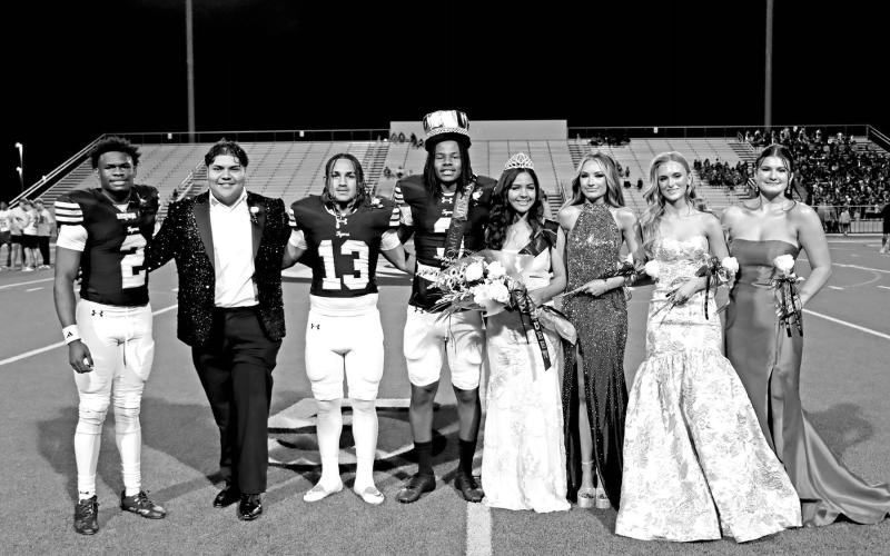 The 2025 MPHS Homecoming Court (L to R) Deuce Thompson, Samson Perez, Gerardo Chavez, A’Shad Smith, Jazlynn Chism, Kylee Strickland, Chloe Smith, Ava True Fite