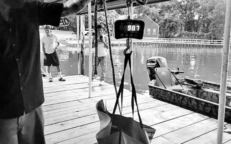 The huge fish was weighed on certified scales at Duck Cove Marina and released in the middle of the lake shortly thereafter. The fish was 56 inches long and had a 44-inch girth.