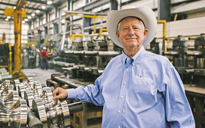 Bill Priefert in one of the many manufacturing buildings located at the Priefert Manufacturing facilities in Mount Pleasant. COURTESY PHOTO
