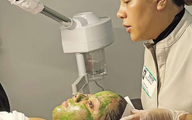 Monreal demonstrates a facial COURTESY PHOTOS