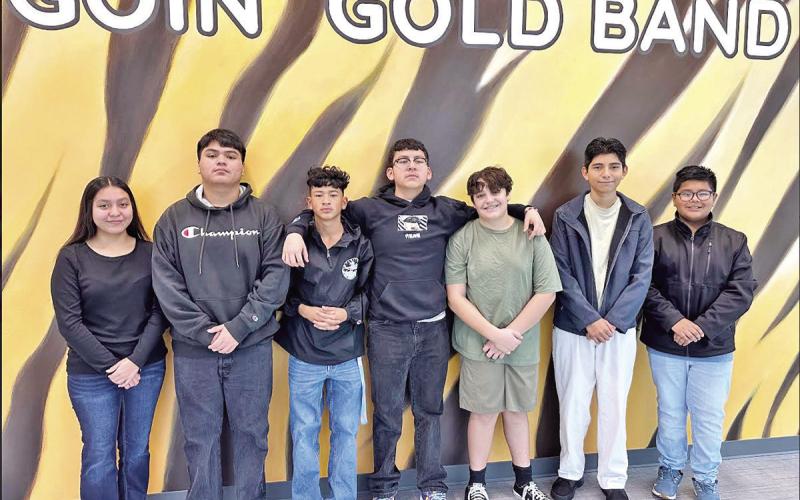 Freshman All Region Band members (L to R): Sandy Farias, Angel Farias, Edward Moya, Bruno DeLeon, Isaac Jetton, Bryan Garcia, Alfredo Santillan COURTESY PHOTO