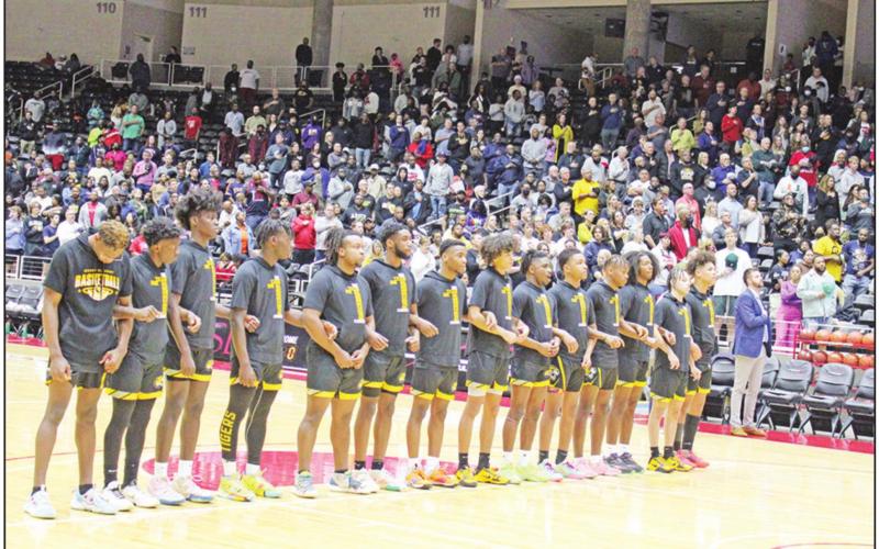The Mount Pleasant Tigers made their fourth trip to the regional tournament in the last five years this past weekend when they took on fifth-ranked Frisco Memorial at Garland’s Curtis Culwell Center. The Tigers battled, but fell to the hot-shooting Warriors, 72-54. TRIBUNE PHOTO / QUINTEN BOYD