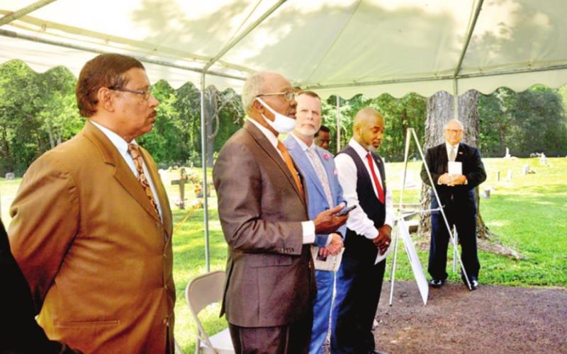From left: Brother Ricky Williams; Dr. Kirthell Roberts; Councilmember Henry Chappell; Councilmember Jerry Walker; Mayor Tracy Craig; and City Manager Ed Thatcher. COURTESY PHOTOS