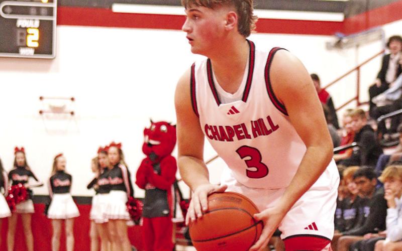 Chapel Hill’s Rhett Barley (3) gets ready to put up a 3-point shot during last week’s win over visiting Sunnyvale.