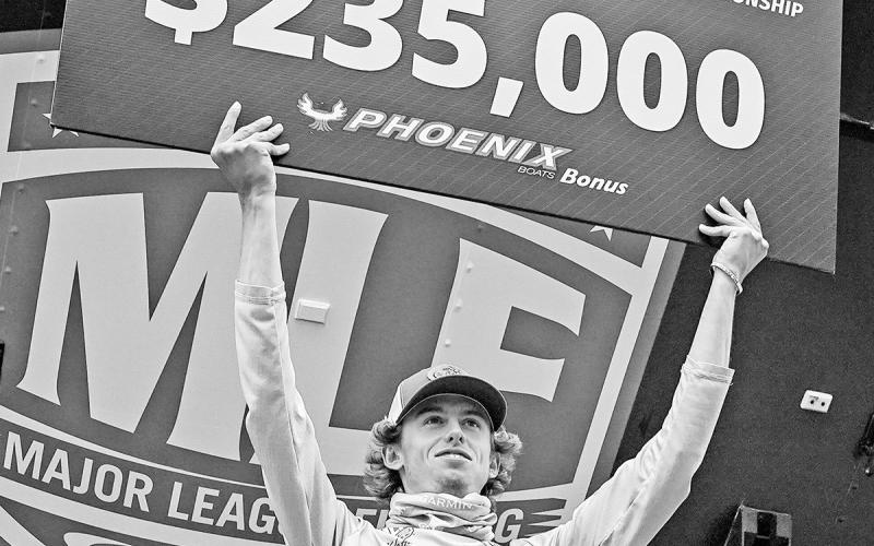 Texas bass pro Kyle Hall of Granbury recently capped a banner season with a dominating performance at the MLF Toyota Series Championship on Lake Guntersville in Alabama. Adding bonus money, Hall banked $237,500. COURTESY PHOTO / MATT WILLIAMS