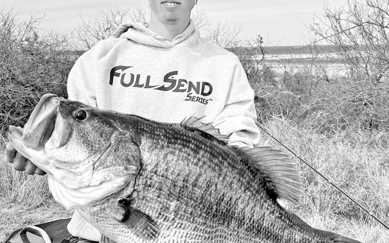 Hall used Garmin LiveScope to sniff out this 16.10 pound Toyota ShareLunker last March at Lake O.H. Ivie near San Angelo. Texas’ No. 21 heaviest Texas bass of all-time pounced on an Alabama rig Hall was throwing in 20 feet of water. COURTESY PHOTO / TPWD