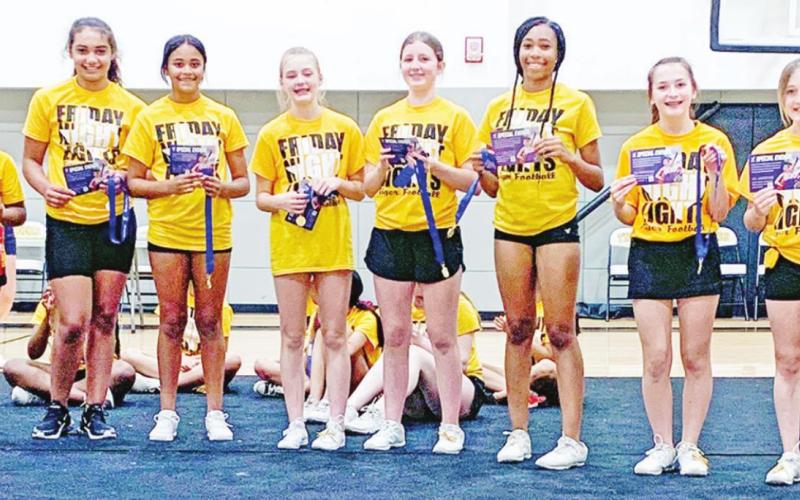 MPJH All Americans (left to right): Jasani Inostros, Ava McCrumby, Asia Salters, Jayden Baker, Kenlee Jaggers, Shannon Hines, Jalynn Forsyth, and Tenley Marshall