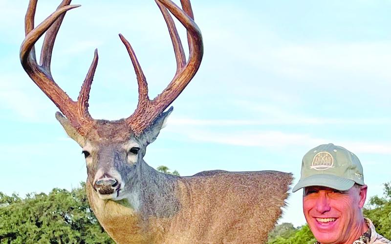 A perfectly typical set of antlers will have the same number of points reaching upwards on both sides. Any extras are considered deductions on a net typical Boone and Crockett score. Scoring 174 7/8 B&amp;amp;C inches, David Stroud’s Uvalde County bruiser from 2021-22 is the highest scoring true eight pointer ever reported in Texas. B&amp;amp;C is official records keeper of North American big game animals. (Courtesy Photo, David Stroud