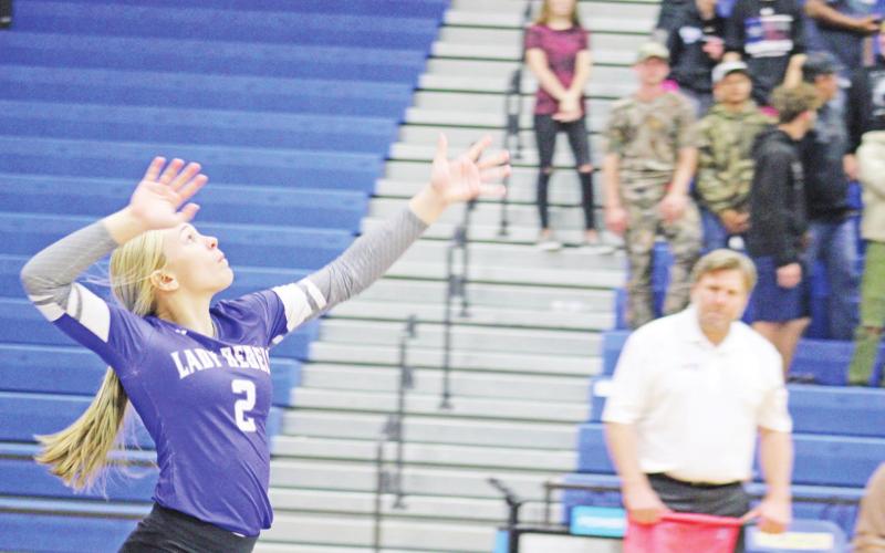 Incoming senior Vivian Hines and the Rivercrest Lady Rebels will be a part of the new 17-2A volleyball district with fellow area school Harts Bluff, Detroit and Clarksville in the fall. TRIBUNE PHOTO / QUINTEN BOYD