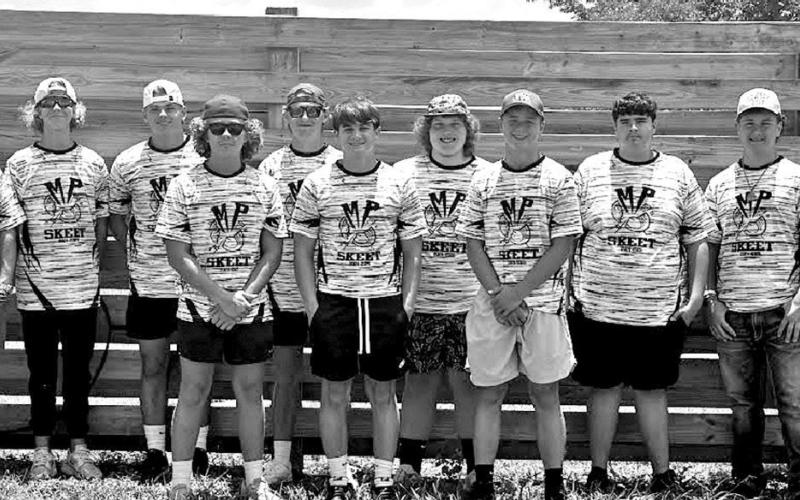MPISD Clay Target State Champions (L to R) Coach Josh Blackstone, Coach Keres Fite, Caydon Johnson, Cooper Rider, Christian Johnson, Trent Milam, George Fite, Rolston Morton, Lance Albin, Donald Cole, Garrett Brown, Jeff Brown, Coach Antoine Albin COURTESY PHOTO
