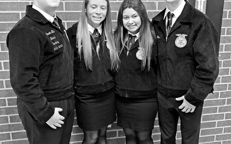 The Public Relations team (L to R) Lincoln Ellis, Raegan Houchin, Genevieve Rubio, and Braiden Merryman