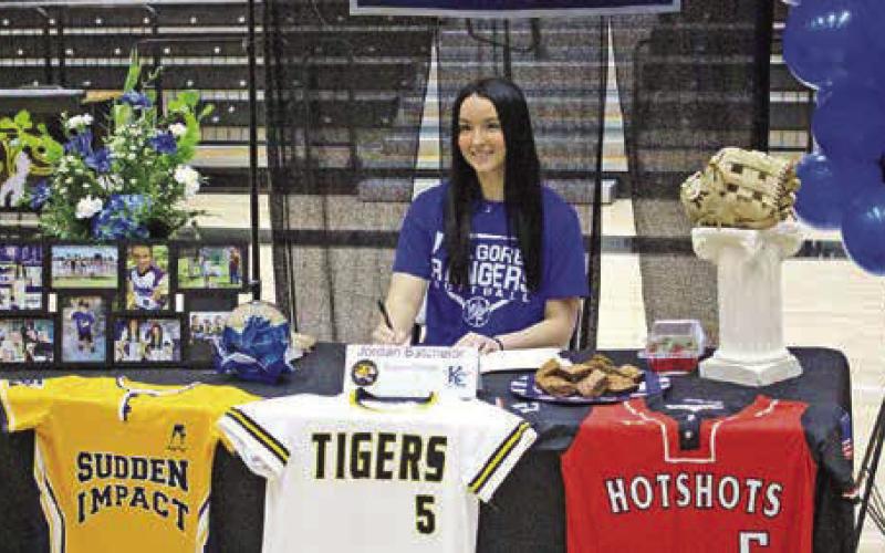 Mount Pleasant softball player Jordan Batchelor signed her letter of intent to play at Kilgore College. The Rangers are 1-7 thus far this season. COURTESY PHOTO
