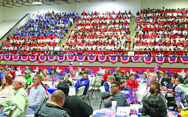 Wallace students form a living United States flag