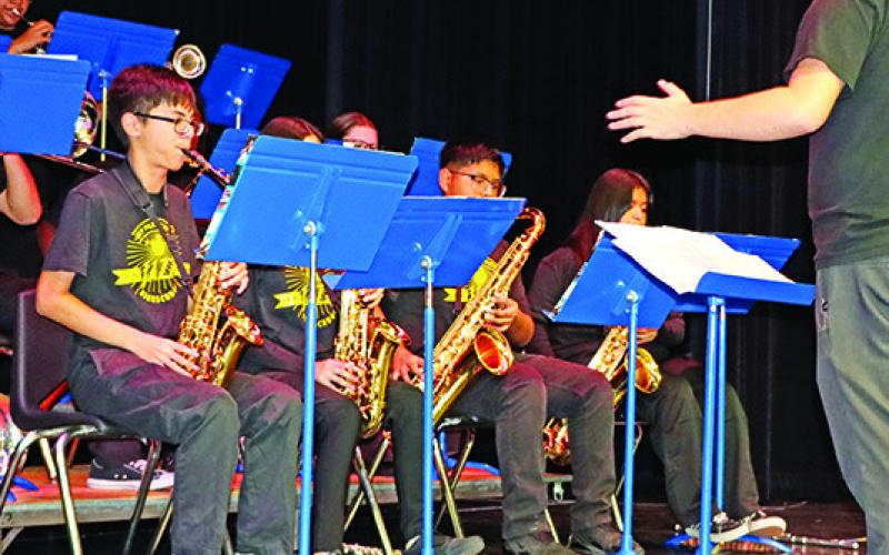 The MPHS Jazz Band provides entertainment before the program