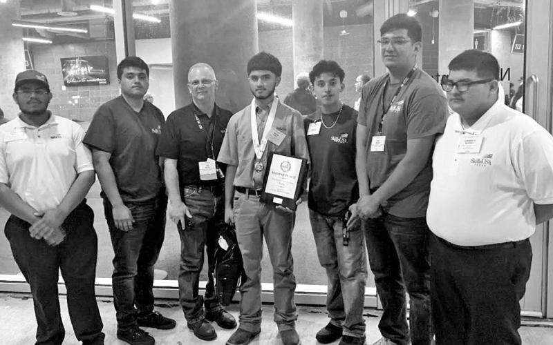 MPHS Electrical Technology state competitors (L to R) Angel Nava, Jeremiah Segovia, MPHS Electrical Technology instructor Tim Davis, Brian Ayala, Eduardo Solis, Juan Serna, Humberto Ramirez